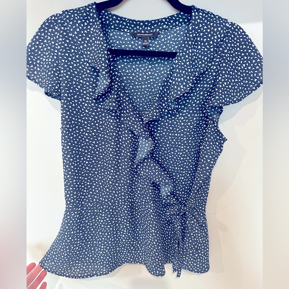 Women’s Short Sleeve Wrap Blouse - Picture 2 of 3